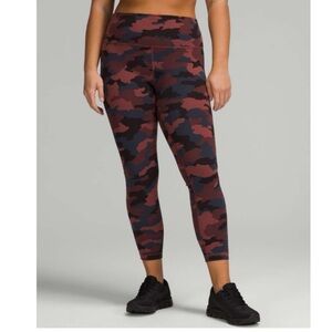 Lululemon Wunder Train High-Rise Tight 25” in Maroon Camo